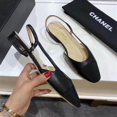 chanel slingback black|chanel black slingback flats.